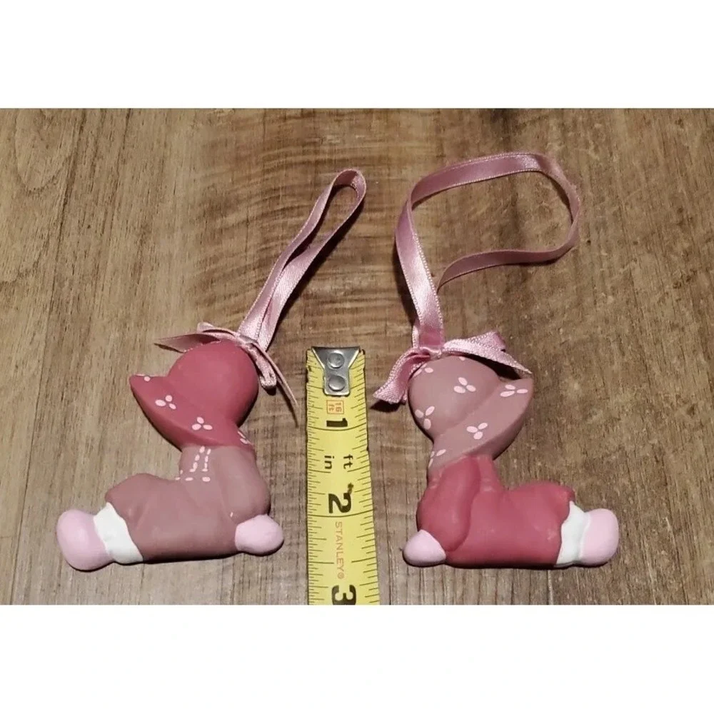 Sunbonnet Sue Style Christmas Ornaments in Pink Lot Of‎ 2
